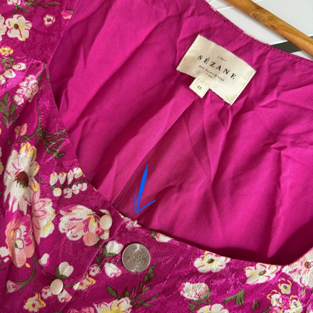 Sezane Victoria Midi Dress Jacquard Floral Minorca Button Front - Picture 10 of 10